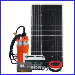 100W Solar Panels Battery Controller Kit &12V Deep Well Water Pump f Garden/Farm