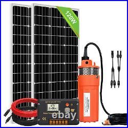 12V Solar Submersible Well Pump Kit + Controller & 240W for Irrigation