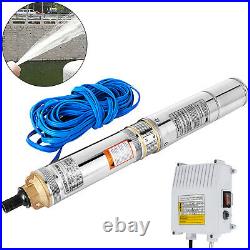 1HP 4 Stainless Steel Submersible Deep Well Electric Water Pump 74M CABLE