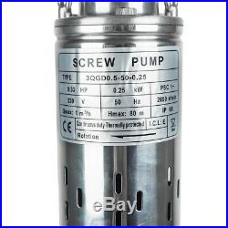 230V 1000 L/ H Submersible Deep Well Water Pump, Stainless/S Pump, Screw Pump