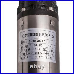 230V 18m Deep Well Submersible pump 6300L/H 1100W Stainless Steel 3.5inch