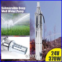 24V 2m³/h Solar Power Water Pump Farm Ranch Submersible Bore Hole Deep Well 370W