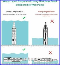 24V 3 Solar Water Pump, Deep Well Pump Submersible DC Pump Farm Irrigation 250W