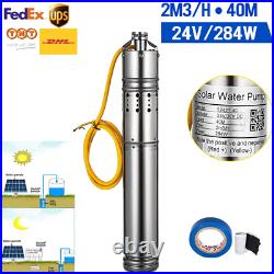 24V Solar Photovaltaic Powered Water Pump 284W 2m3/h 40M Deep Well Submersible