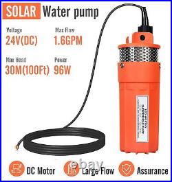 24V Submersible Deep Well Water Pump with 10ft Cable 1.6GPM 4'' 5A, Max Lift