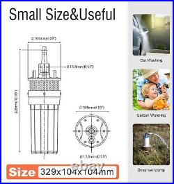 24V Submersible Deep Well Water Pump with 10ft Cable 1.6GPM 4'' 5A, Max Lift