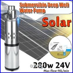 280W 24V 3m³/h 60m Solar Water Pump Submersible Bore Hole Deep Well Pump ò #