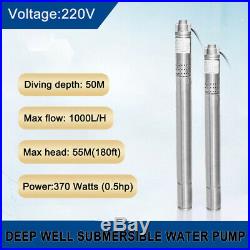 2 (50mm) Submersible Water Borehole Pump AC Deep Well 0.5 HP 240V Stainless/S