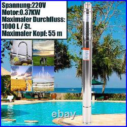 370W 2 Deep Well Water Pump Submersible Pump Stainless Steel Well Pump 1000L/h