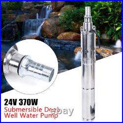 370W DC 24V Submersible Solar Deep Well Water Pump Home/Farm Watering Irrigation