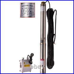 3800 l/h 3 Submersible Bore Hole Deep Well Pump 750W Stainless Steel 220V-240V