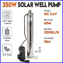 3 24V 350W Deep Well Submersible Bore Hole Solar Water Pump Built-in MPPT
