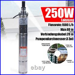 3 Deep Well Submersible Pump Water Pump Stainless Steel 1600 l/h 80m head