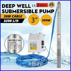 3 SDM1.8/22 Borehole Deep Well Submersible Water Pump 550W + 98.4ft CABLE