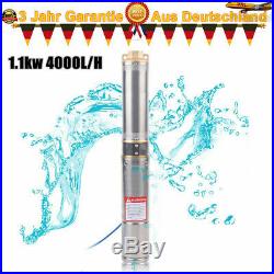 4 1100 W Borehole Deep Well Water Submersible Electric Pump 10m cable 4000L/h