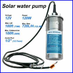 4 12V Solar Deep Well Water Bore Pump Pond/Pool Pump Stainless Steel 70M