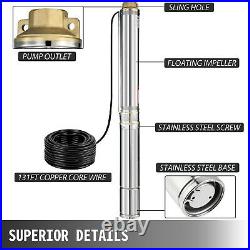 4 1.5KW 230V Stainless Steel Deep Well Submersible Water Pump With 40m Cable