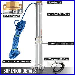4 2HP/1.5KW Deep Well Submersible Pump 26GPM Max 420ft Submersible Well Pump