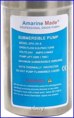 Amarine-made 24V Stainless Shell Submersible 2.1GPM Deep Well Water DC Energy