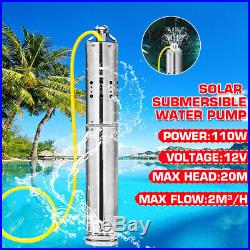 DC 12V 110W Solar Water Powered Well Pump Submersible Bore Hole Pond Deep