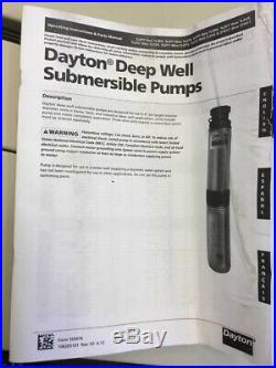 Dayton 1lzr8 Deep Well Submersible Pump, Inc. 1lzx5, Ss, 1 Hp, 10 Gpm, New