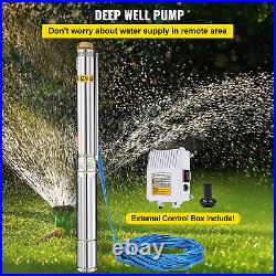 Deep Well Pump, 1.5 Hp 110V 50 Hz, Submersible Durable Stainless Steel, 1.5 Wat