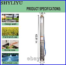 Deep Well Pump Submersible Well Pumps 4 OD Pipe 110V/60HZ 1.1KW 1.5HP Stainless