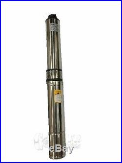 Deep Well Submersible Pump 1/2 HP 220V 60 Hz 25 GPM 150' Head Stainless Steel 4