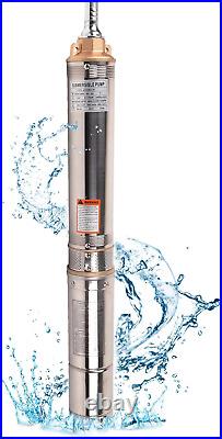 Deep Well Submersible Pump, 220V/60Hz, 33Gpm, 207Ft Head, Stainless Steel with 9.8Ft