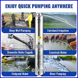 Deep Well Submersible Pump, 3HP/2200W 230V/60Hz, 37GPM Flow 640 Ft Head, with 33