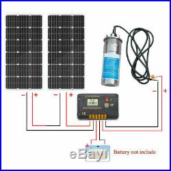Deep Well Submersible Steel Bore Pump 24V 70M +2100W Solar Panel+20A Controller