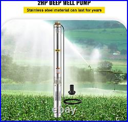 Deep Well Submersible Water Pump, 2 Hp 220V 50 Hz, Stainless Steel With5 FT Cable