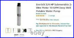 Everbilt 1/2 HP Submersible 2-Wire Motor 10 GPM Deep Well Potable Water Pump