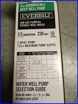 Everbilt 1/2 HP Submersible 2-Wire Motor 10 GPM Deep Well Potable Water Pump