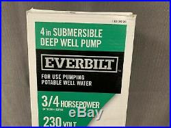 Everbilt 3/4 HP 230V 10 GPM 2 Wire 4 Submersible Deep Well Pump