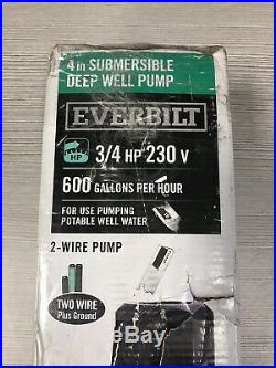 Everbilt 3/4 HP Submersible 2-Wire Motor 10 GPM Deep Well Water Pump 230V NEW