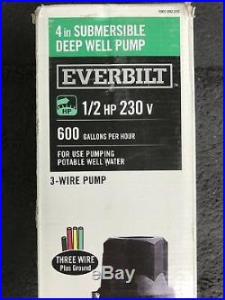Everbilt 4 Submersible Deep Well 3-Wire Pump 1/2 HP 230V 600GPH #EFSUB5-123HD