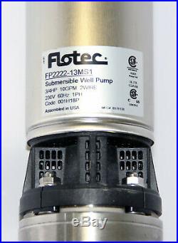 Flotec FP2222-13MS1 4 submersible deep well pump 3/4 HP 230V 2 wire 10 GPM