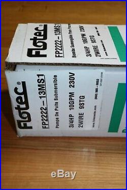 Flotec FP2222 2-Wire 4 Submersible Deep Well Pump 220v 230v 3/4 HP Stainless
