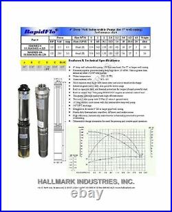 Hallmark Industries MA0343X-4A Deep Well Submersible Pump, 1/2 hp, 230V, 60 H
