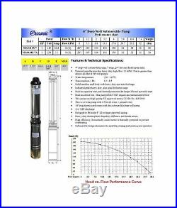 Hallmark Industries MA0414X7A Deep Well Submersible Pump 1 HP 230V 60Hz 33 GPM
