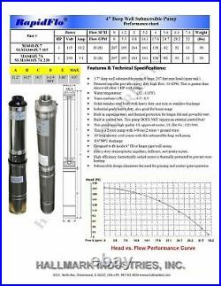 Hallmark Industries MA0414X-7A Deep Well Submersible Pump, 1 hp, 230V, 60 Hz