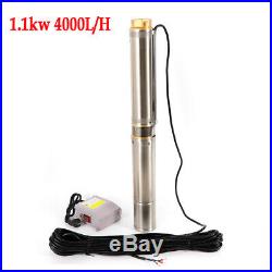New Submersible Deep Well Water Pump 4 inch 1.1kw 4000 L/H 6 Bar Stainless Steel