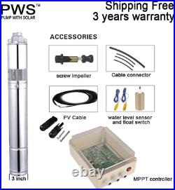 PWS Stainless 316 Deep Well Submersible Pump, 24VDC, 0.16HP, 165ft, 5.7GPM, Solar