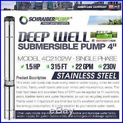 SCHRAIBERPUMP 4 Deep Well Submersible Pump 1.5HP 230v NEW EXCLUSIVE AXIAL LO