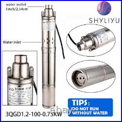SHYLIYU 3 Bore 1Hp Stainless Steel Deep Well Submersible Screw Water Pump 116m