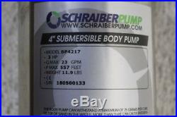 Schraiber Pump Deep Well Submersible Body Pump Motor 4 3 HP 230V 22 GPM 1 Phase