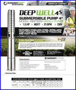 Schraiberpump 4 Submersible Deep Well Pump Stainless Steel Impellers 1.5hp