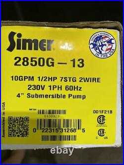 Simer 1/2 HP 4 Submersible Deep Well Pump, 2-Wire Motor 10gpm 2850g-13