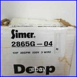 Simer Submersible Deep Well Pump 1HP 20GPM 230V 3 Wire